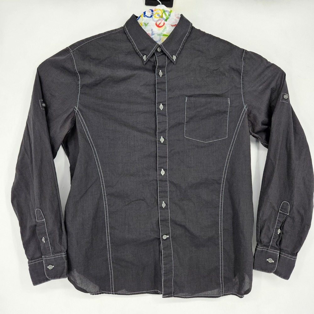 John Varvatos USA Shirt Mens XL Designer Long‎ Sleeve Black Casual Button Down
